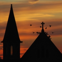 Sunset over St Aloysius Church